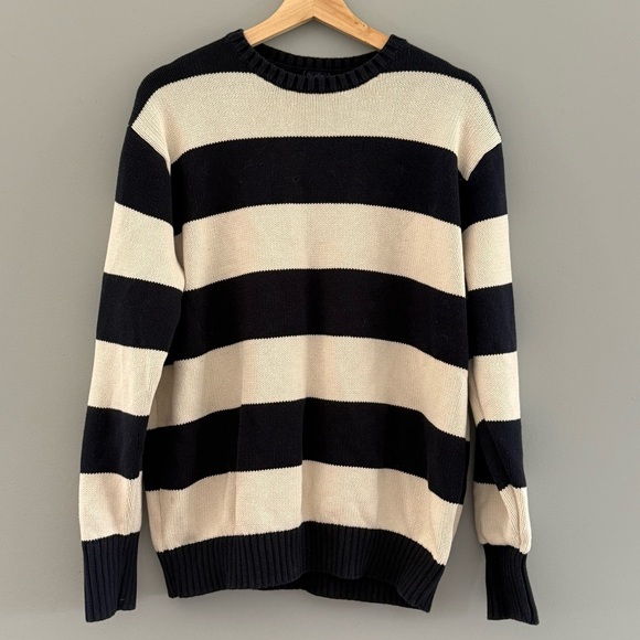 j.galt Sweaters - J. GALT 100% Cotton Navy/Cream Striped Knit - OS